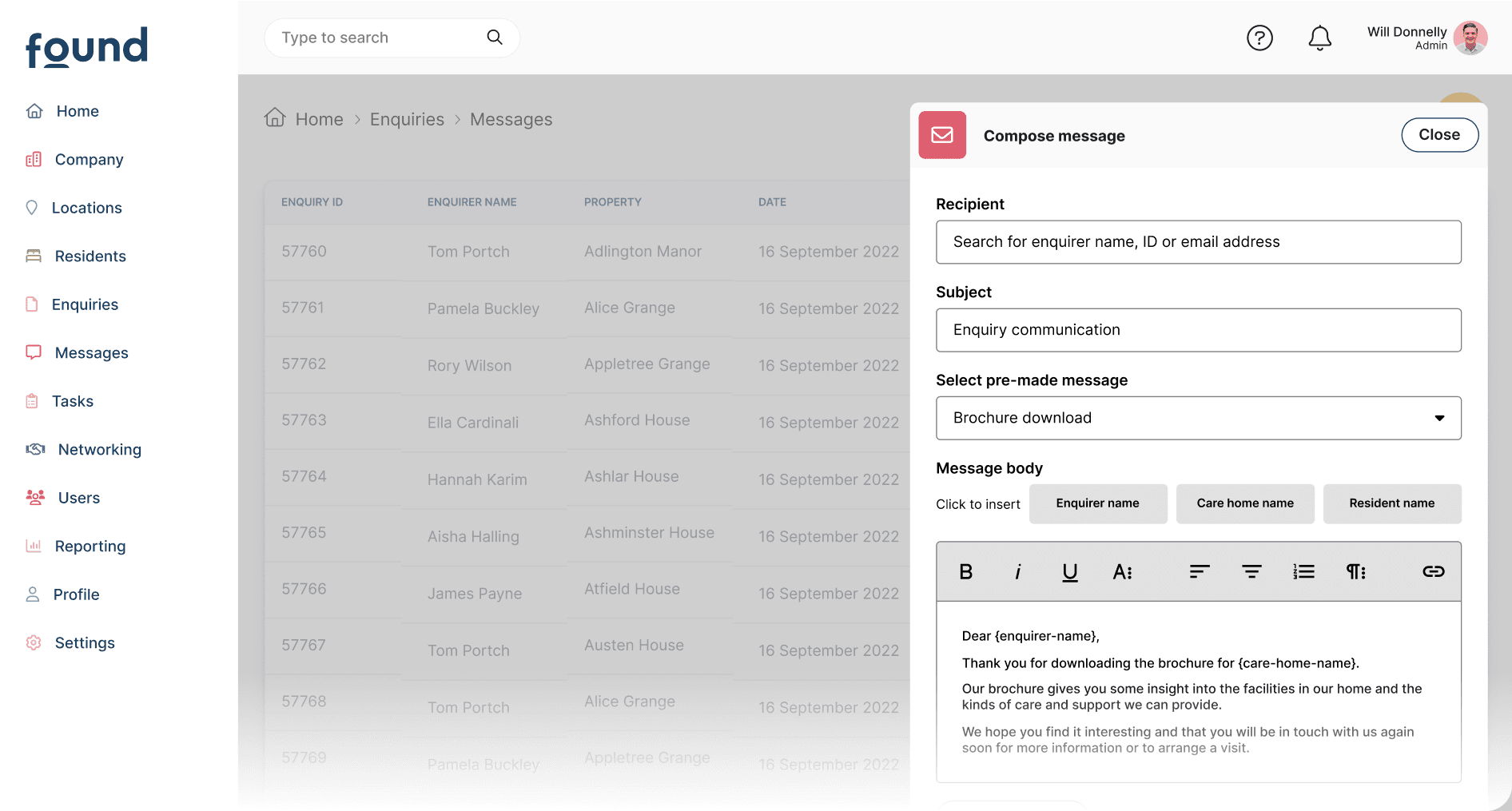 The Found CRM networking module